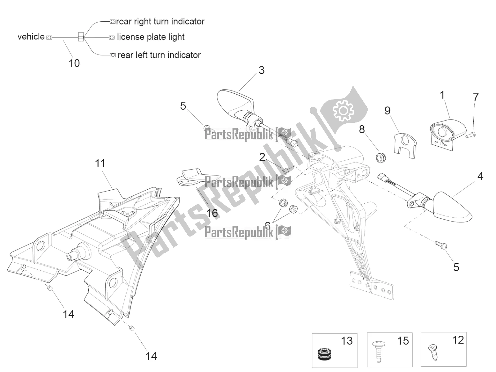 All parts for the Rear Lights of the Aprilia RSV4 RR ABS 1000 2019