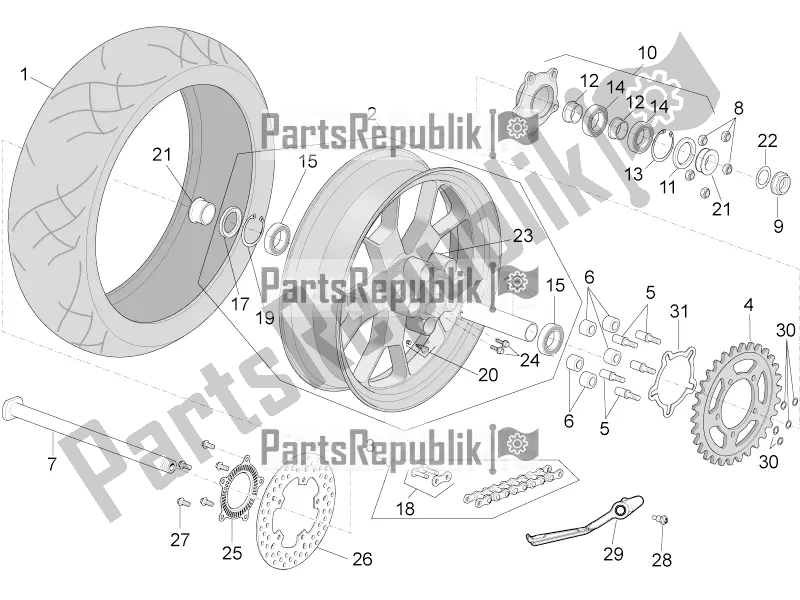 All parts for the Rear Wheel of the Aprilia RSV4 RR ABS 1000 2019