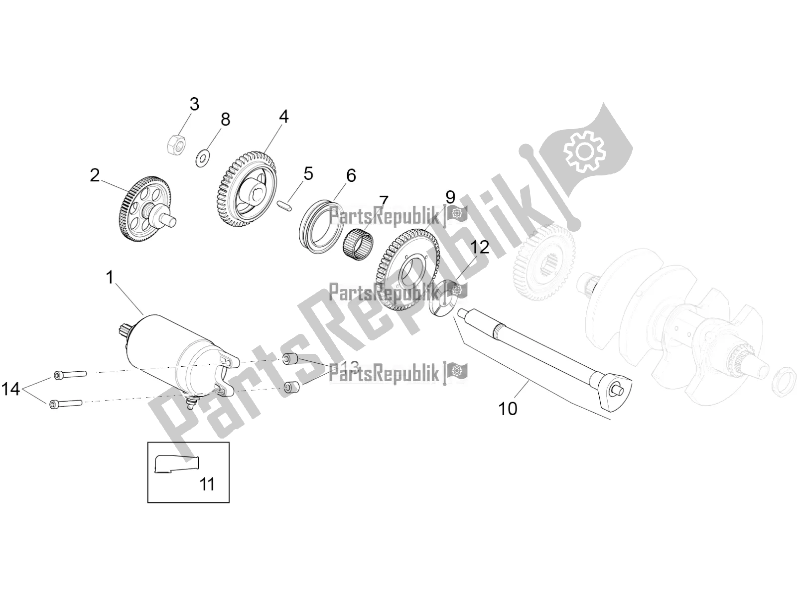 All parts for the Starter / Electric Starter of the Aprilia RSV4 RR ABS 1000 2019