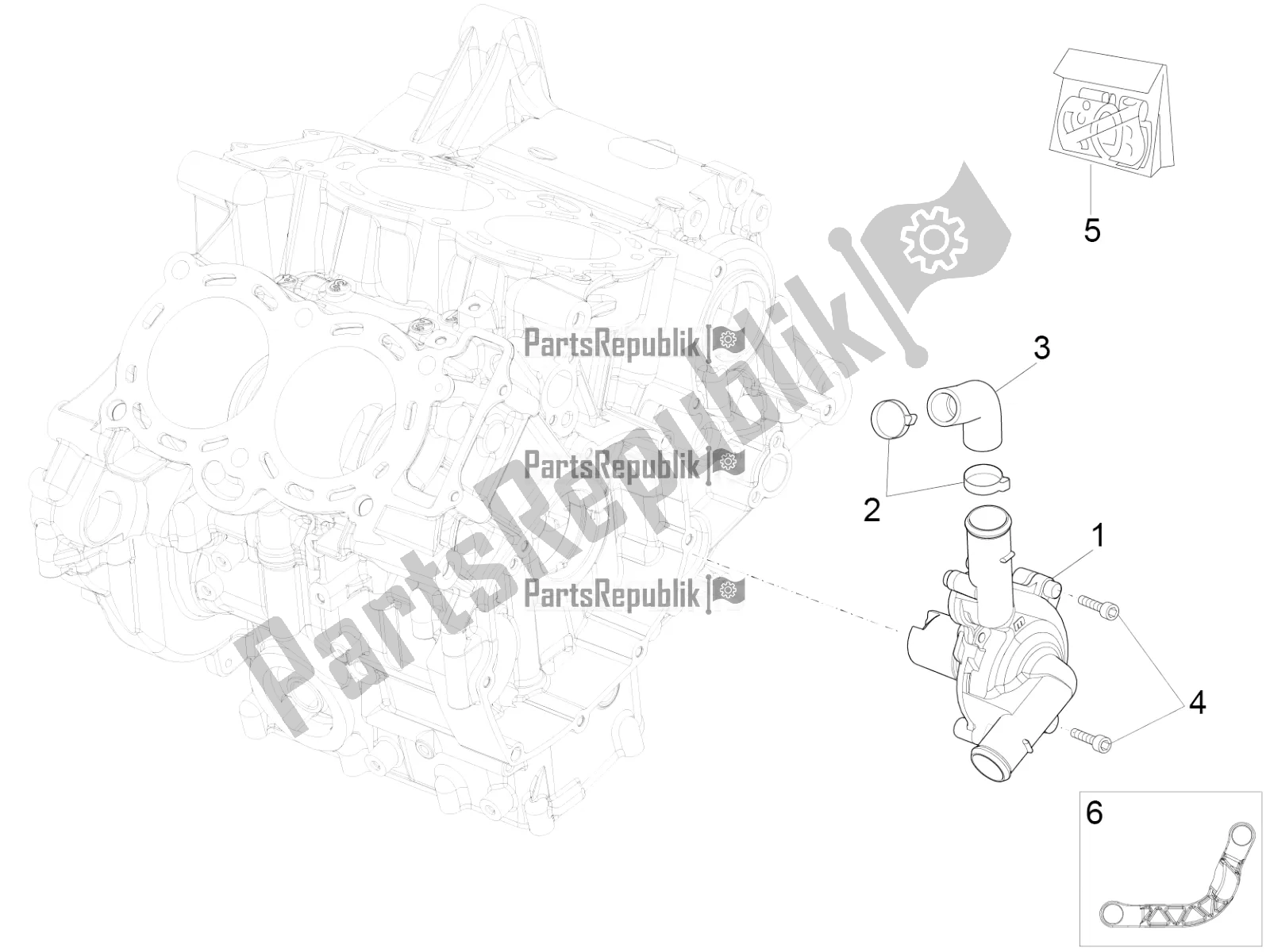 Alle onderdelen voor de Waterpomp van de Aprilia RSV4 RR ABS 1000 2019