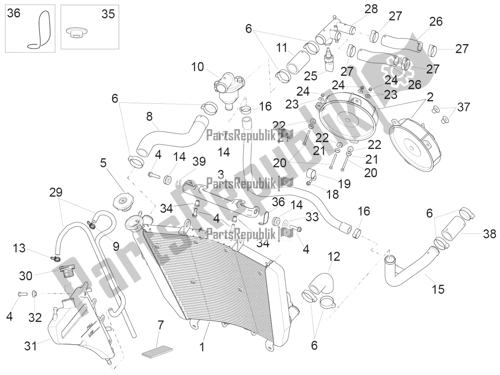 Toutes les pièces pour le Système De Refroidissement du Aprilia RSV4 RR ABS Asia Pacific 1000 2020