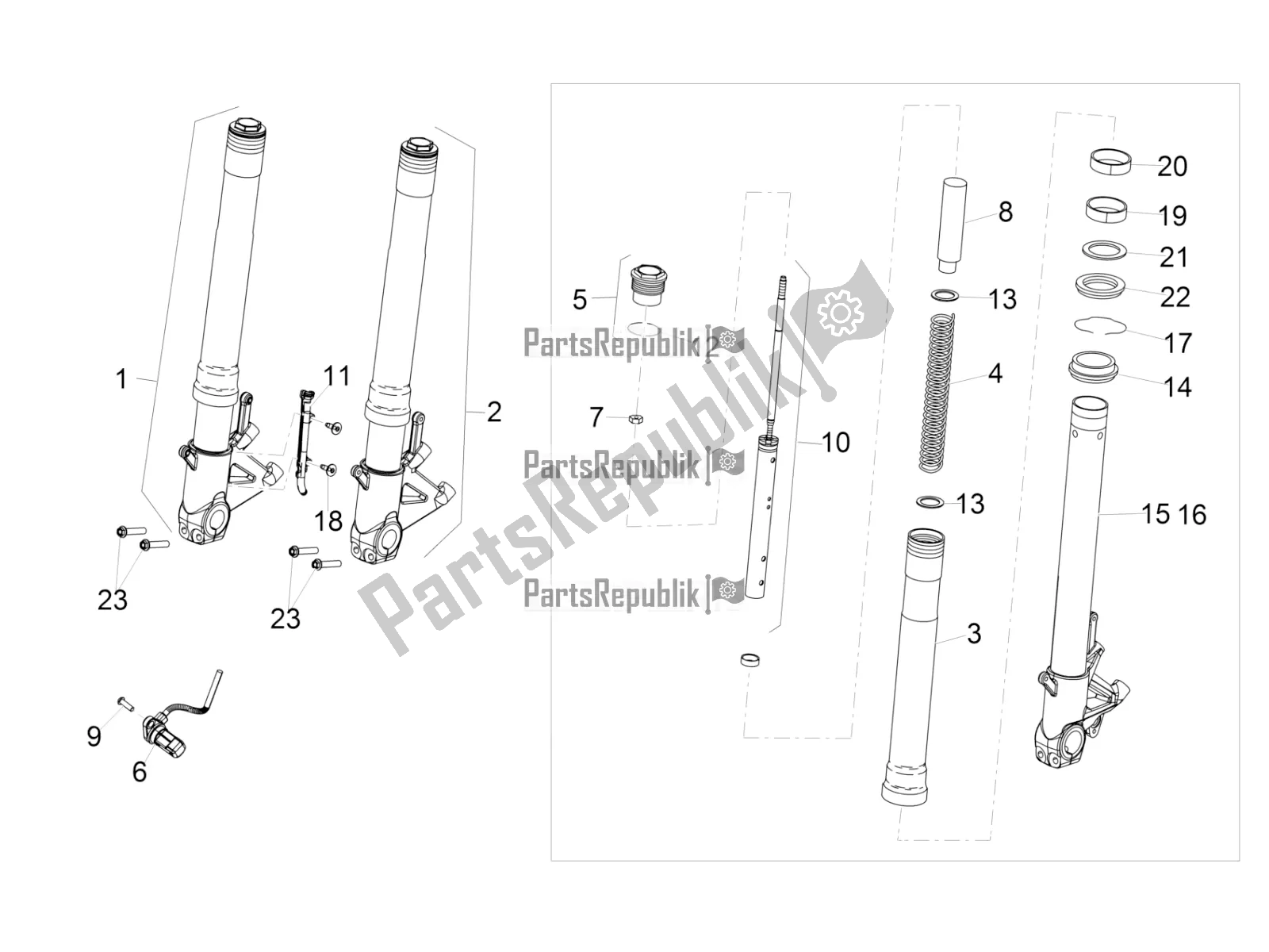 Wszystkie części do Front Fork Sachs Aprilia RSV4 RR ABS Asia Pacific 1000 2020