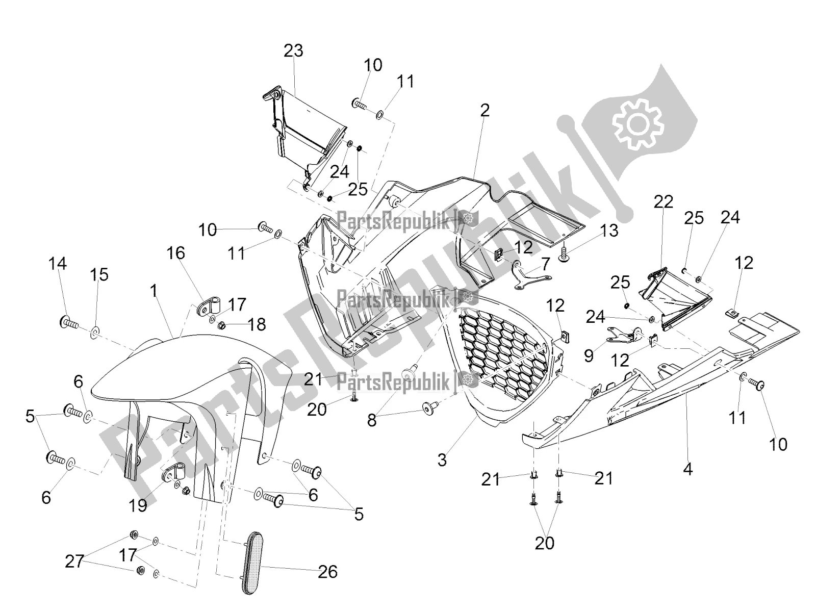 Tutte le parti per il Parafango Anteriore-colonna del Aprilia RSV4 RR ABS Asia Pacific 1000 2020