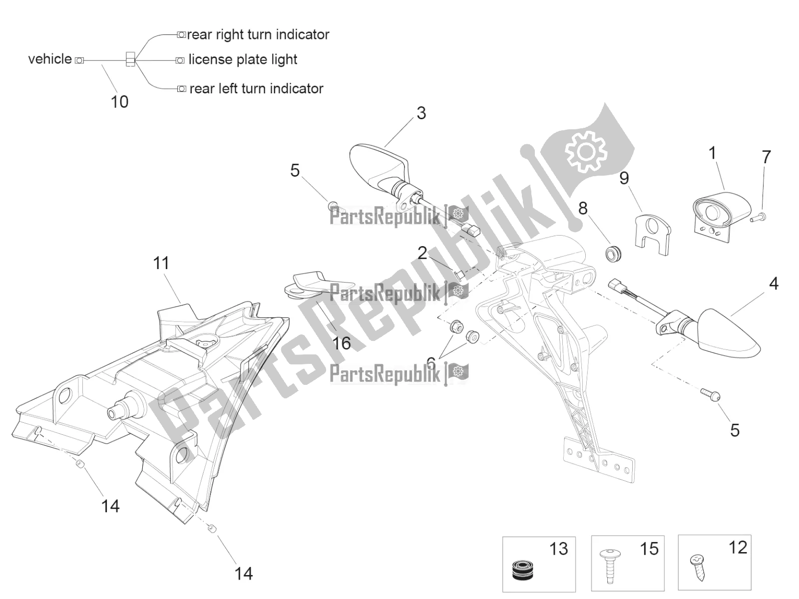 All parts for the Rear Lights of the Aprilia RSV4 RR ABS Asia Pacific 1000 2020