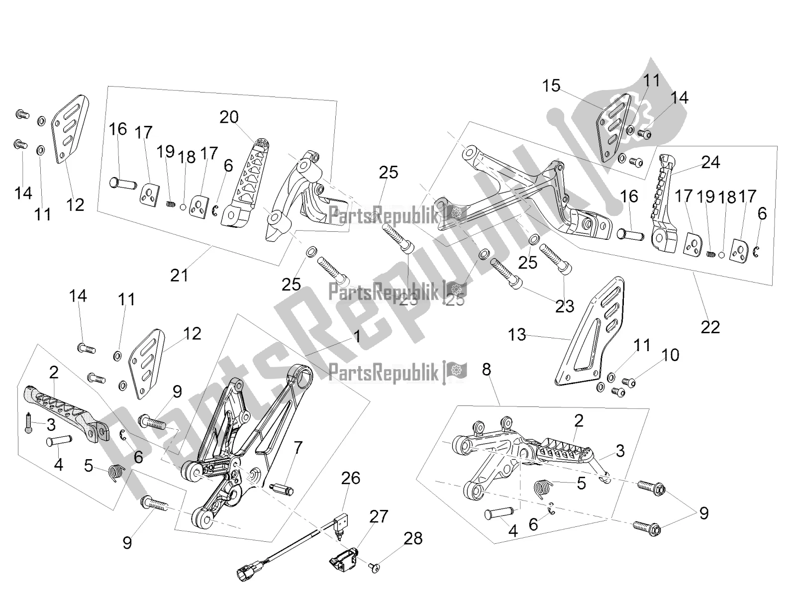 Todas las partes para Reposapiés de Aprilia RSV4 RR ABS USA 1000 2019