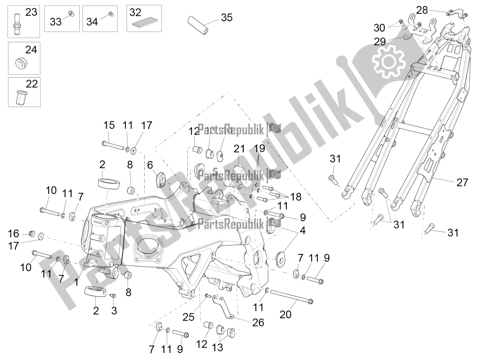 All parts for the Frame of the Aprilia RSV4 RR ABS USA 1000 2019