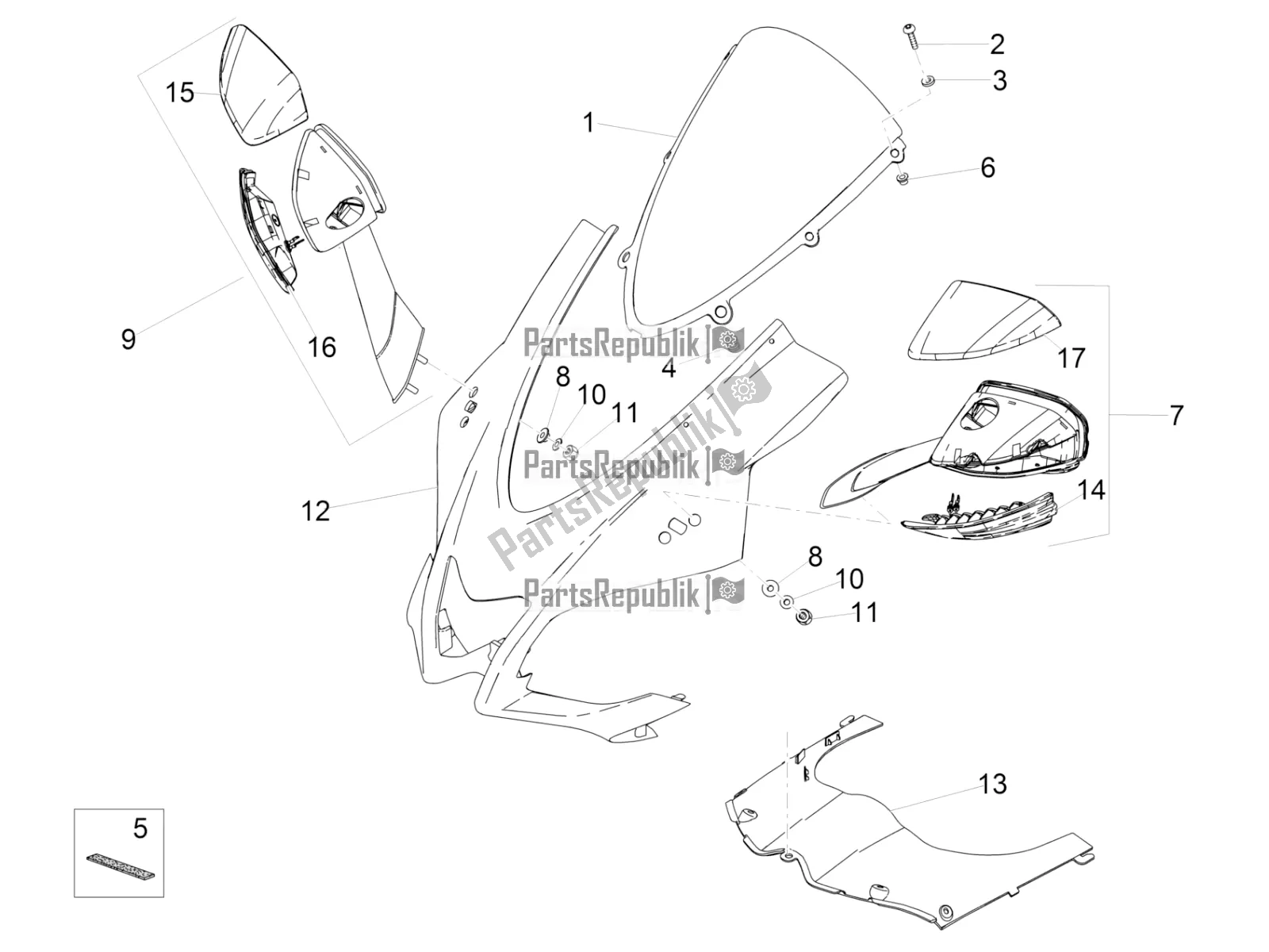 All parts for the Front Fairing of the Aprilia RSV4 RR ABS USA 1000 2019