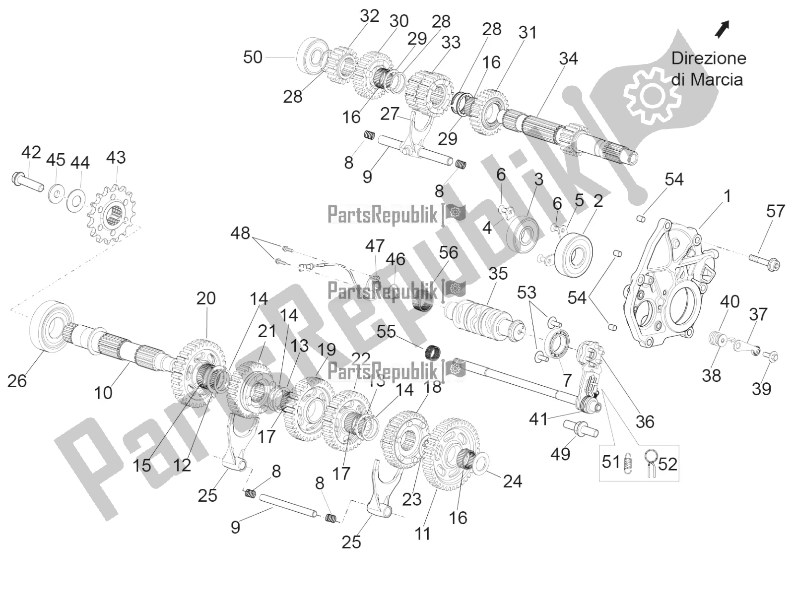 All parts for the Gear Box - Gear Assembly of the Aprilia RSV4 RR ABS USA 1000 2019