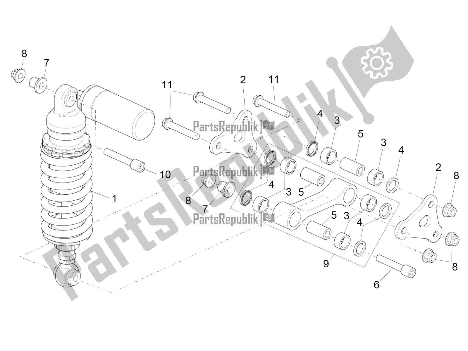 All parts for the Shock Absorber of the Aprilia RSV4 RR ABS USA 1000 2019