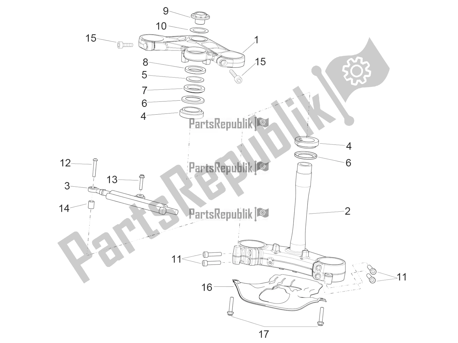 All parts for the Steering of the Aprilia RSV4 RR ABS USA 1000 2019