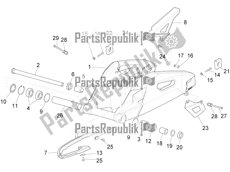 All parts for the Swing Arm of the Aprilia RSV4 RR ABS USA 1000 2019