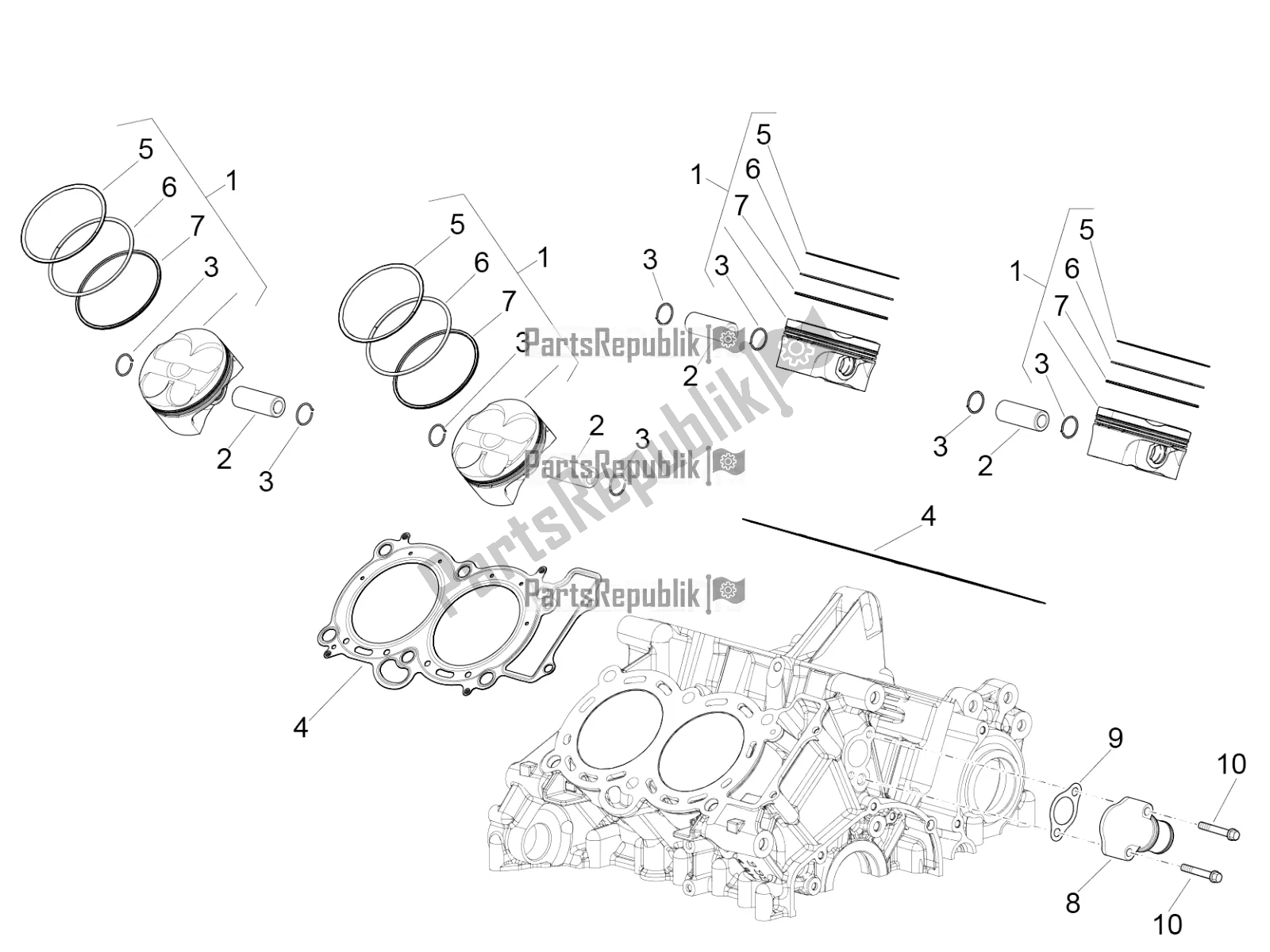 Toutes les pièces pour le Cylindre - Piston du Aprilia RSV4 RR ABS USA 1000 2020