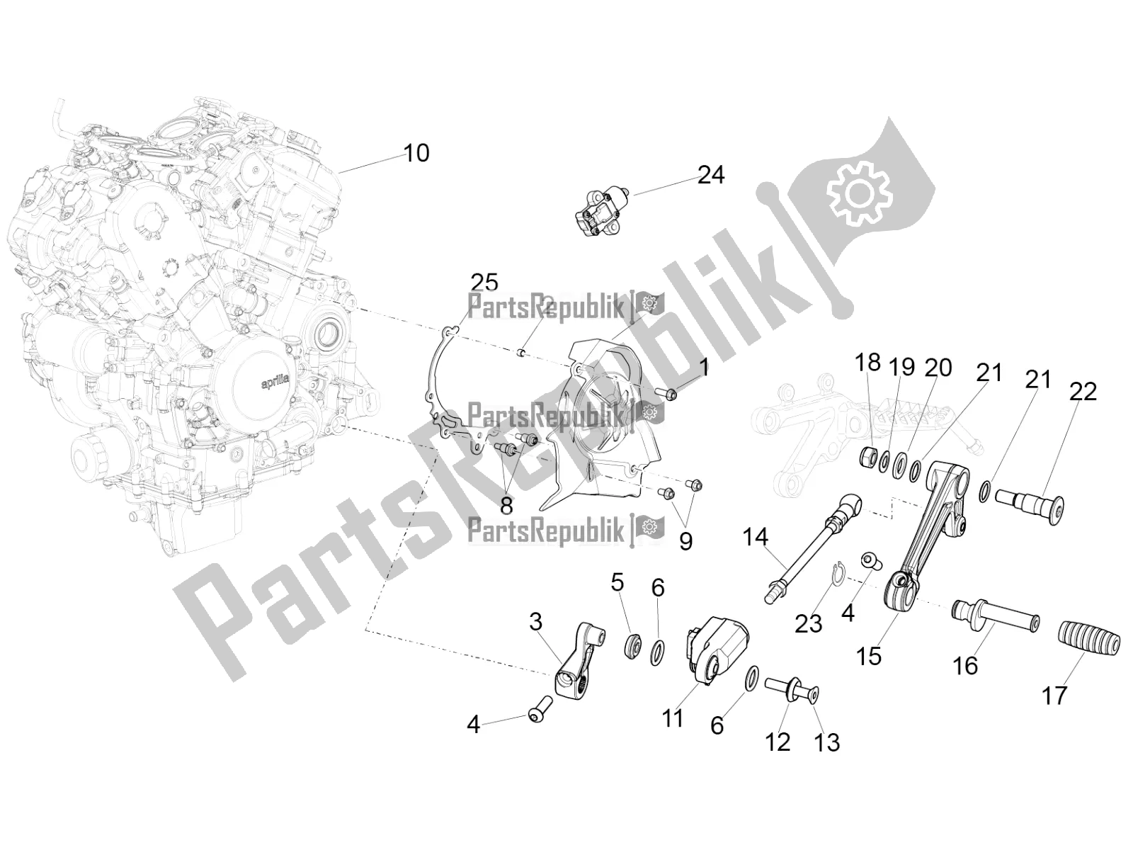 Toutes les pièces pour le Levier Partiel Pour Compléter Le Moteur du Aprilia RSV4 RR ABS USA 1000 2020