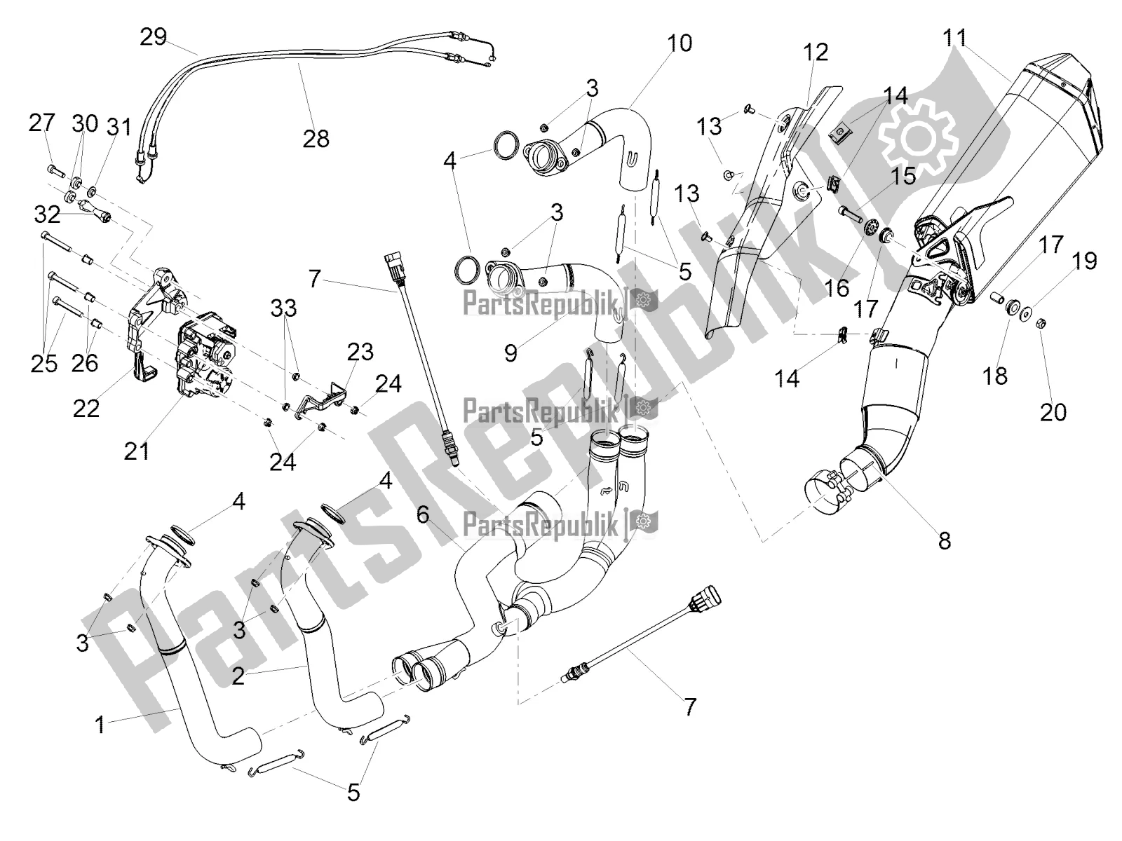 Alle Teile für das Auspuff des Aprilia RSV4 RR ABS USA 1000 2020