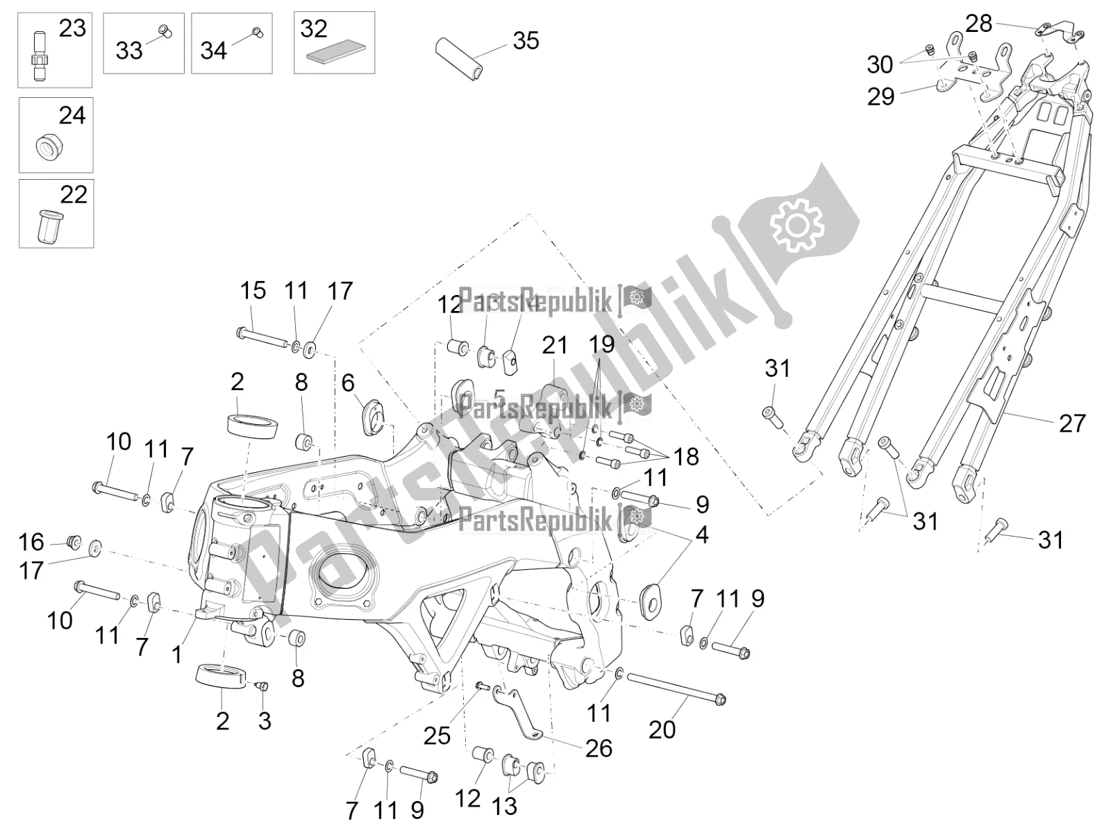 All parts for the Frame of the Aprilia RSV4 RR ABS USA 1000 2020