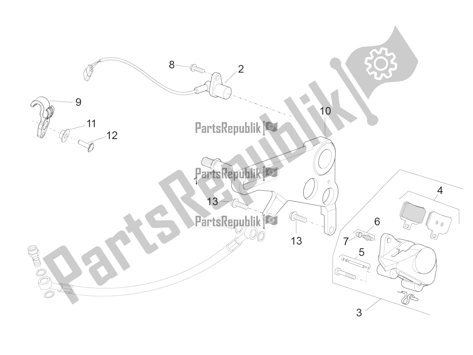 Todas as partes de Pinça De Freio Traseiro do Aprilia RSV4 RR ABS USA 1000 2020