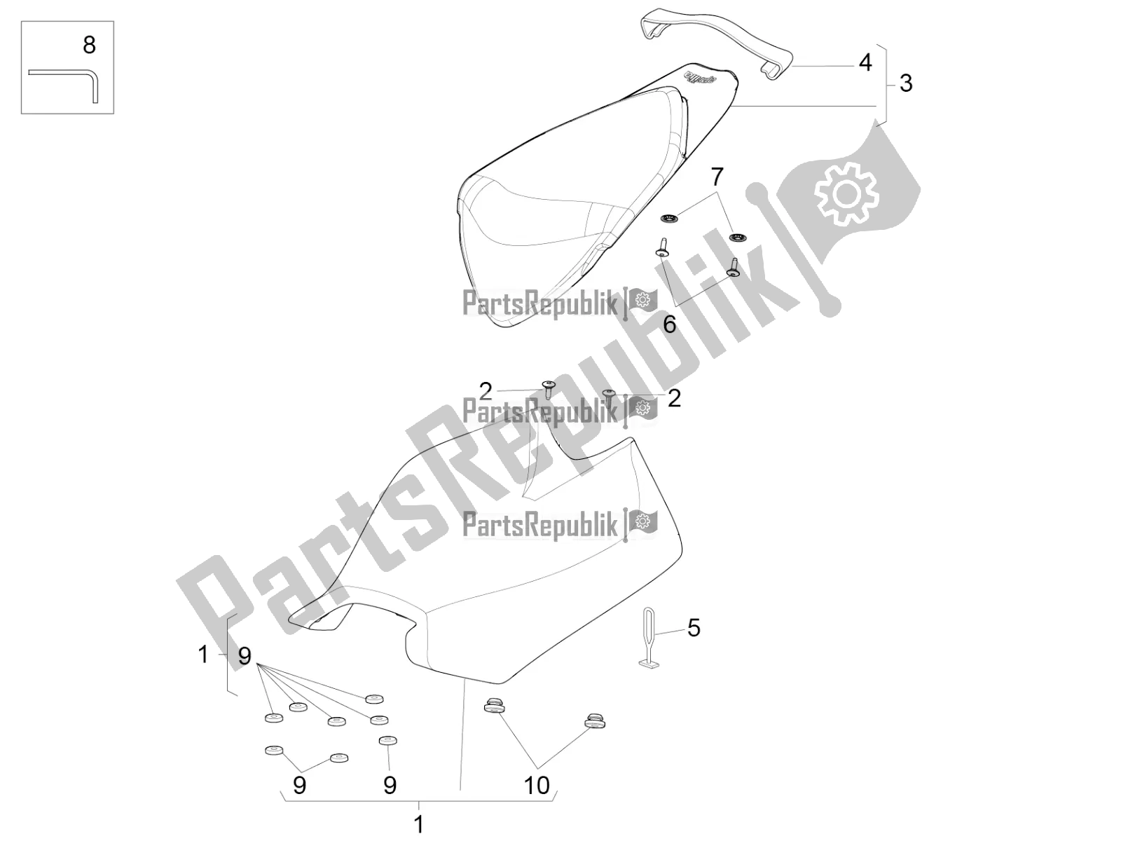 Alle onderdelen voor de Zadel van de Aprilia RSV4 RR ABS USA 1000 2020