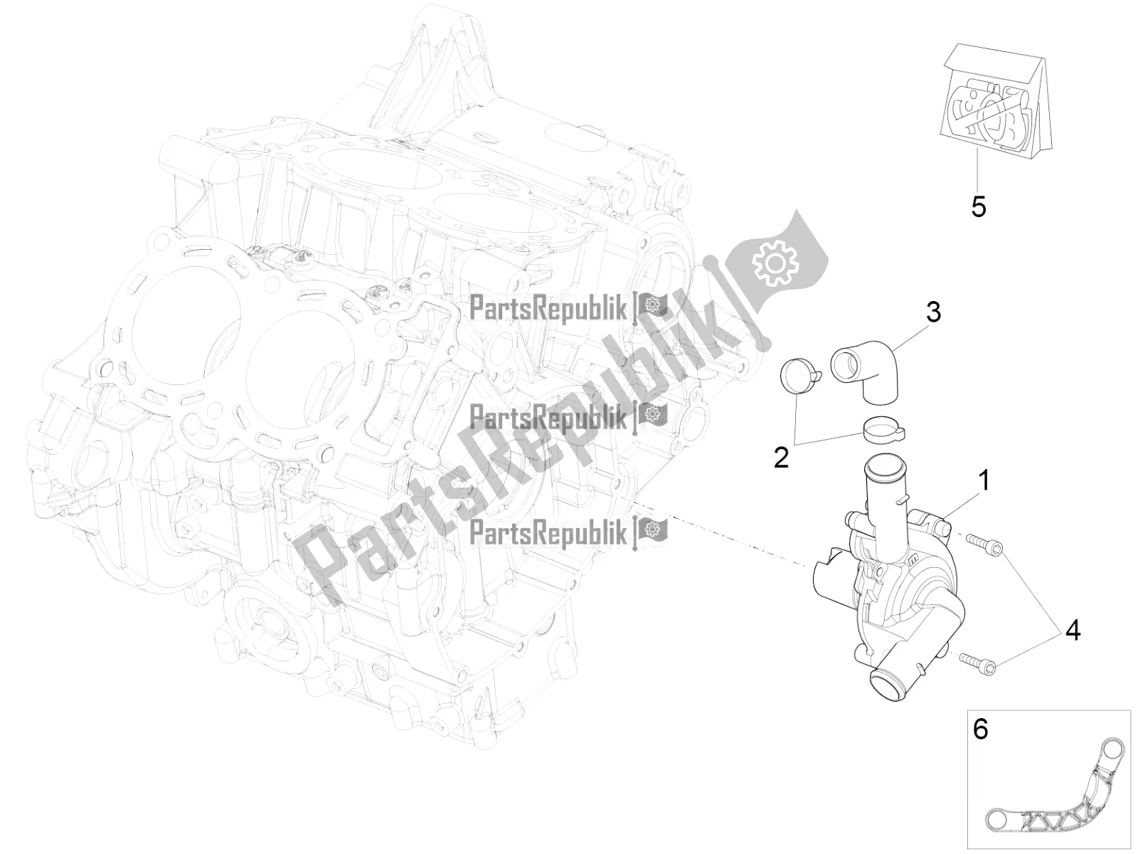 All parts for the Water Pump of the Aprilia RSV4 RR ABS USA 1000 2020