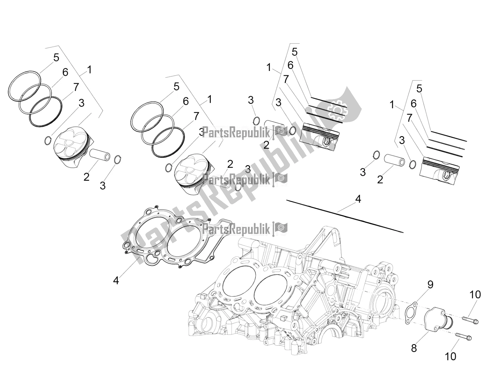 Todas as partes de Cilindro - Pistão do Aprilia RSV4 1100 ABS 2021