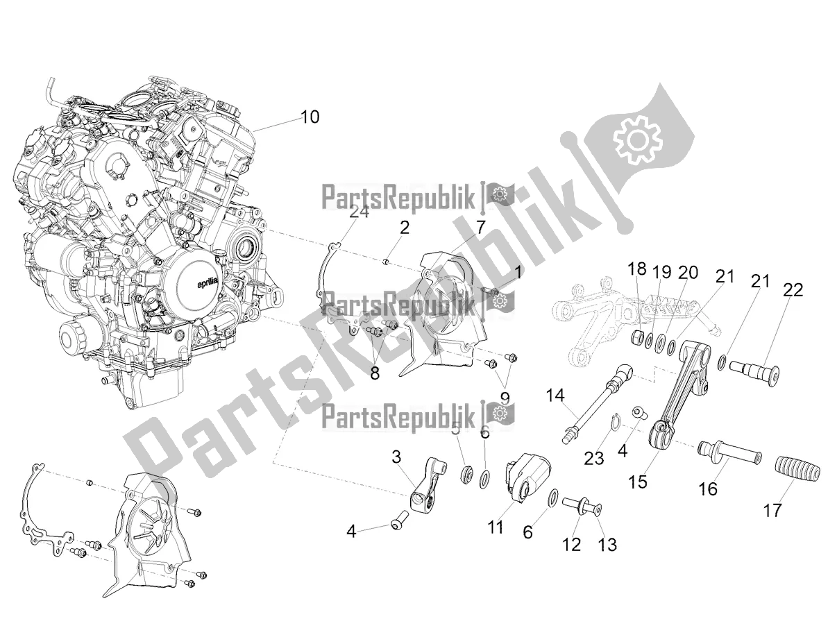 All parts for the Engine-completing Part-lever of the Aprilia RSV4 1100 ABS 2021