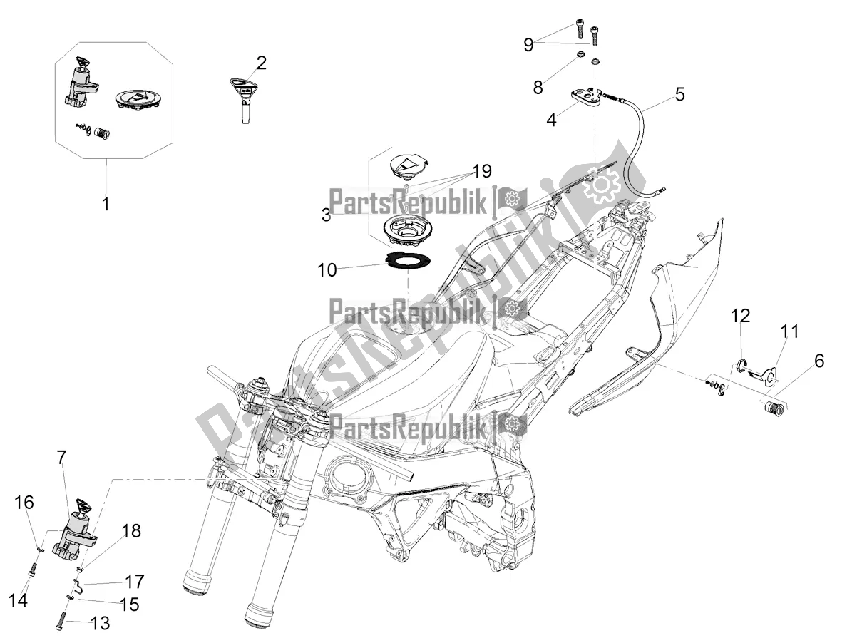 Todas as partes de Fechaduras do Aprilia RSV4 1100 ABS 2021