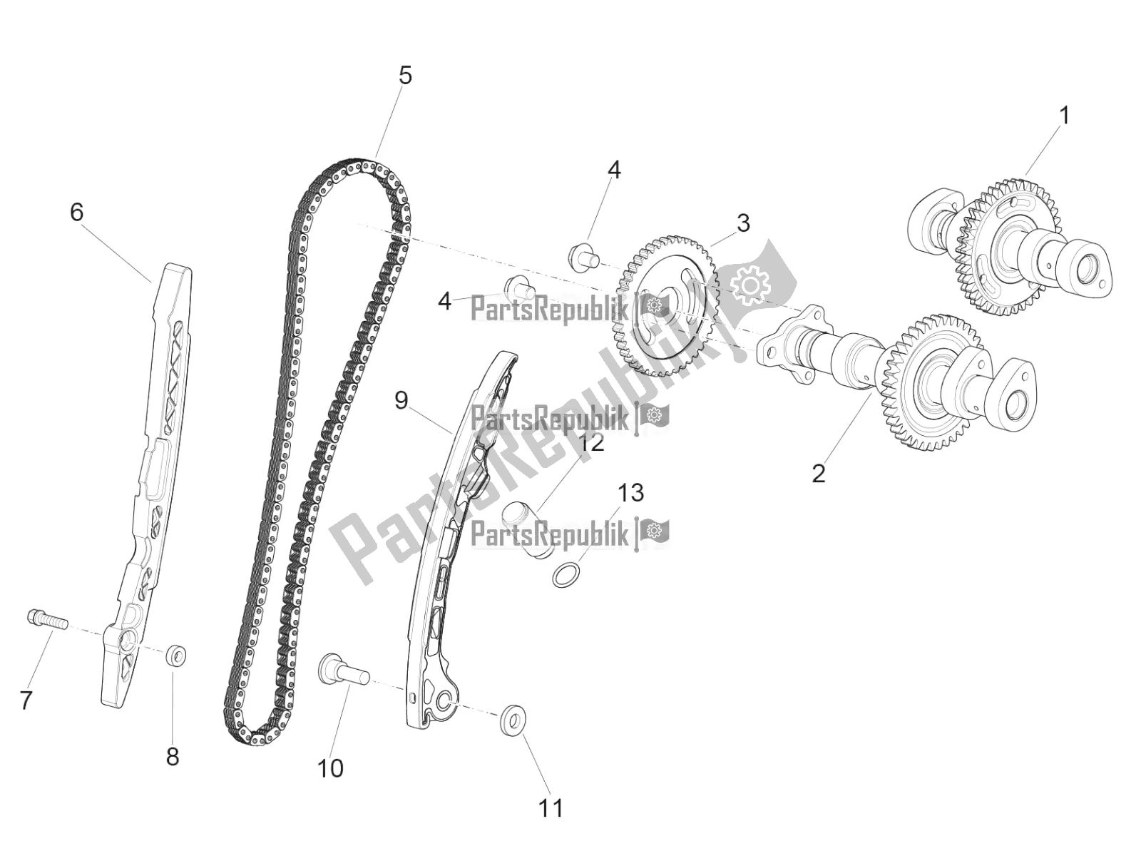 All parts for the Rear Cylinder Timing System of the Aprilia RSV4 1100 ABS 2021