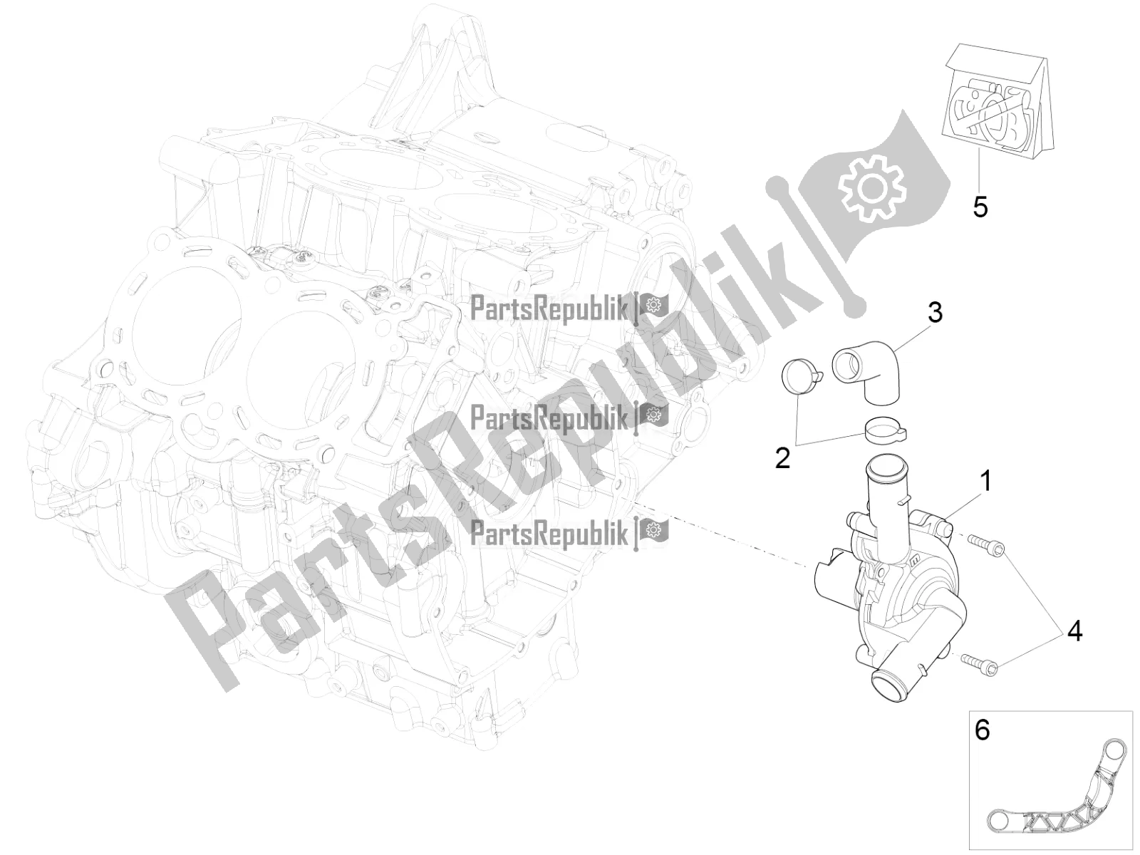 All parts for the Water Pump of the Aprilia RSV4 1100 ABS 2021