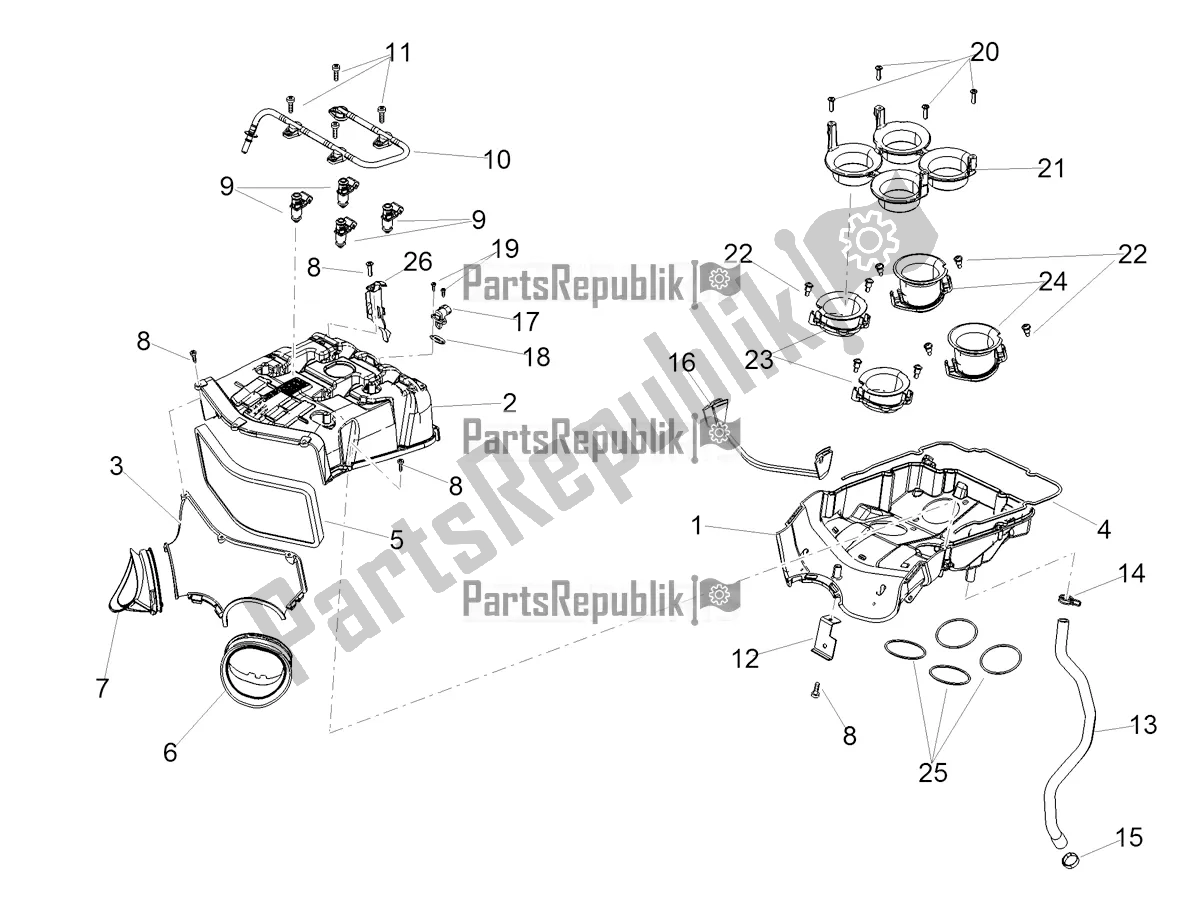 All parts for the Air Box of the Aprilia RSV4 1100 ABS 2022