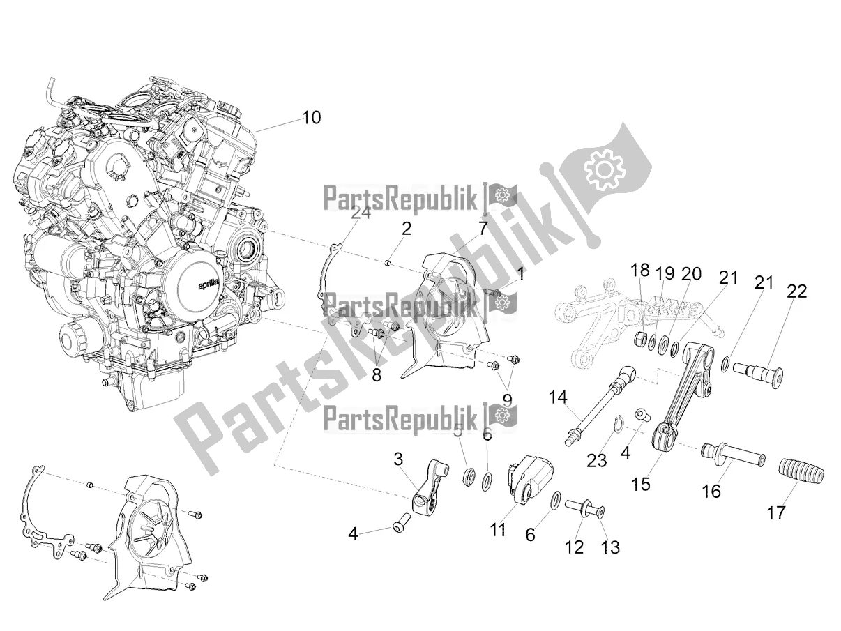 All parts for the Engine-completing Part-lever of the Aprilia RSV4 1100 ABS 2022