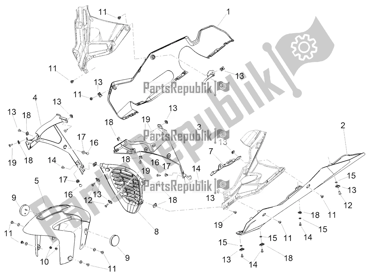 Alle onderdelen voor de Voorspatbordstijl van de Aprilia RSV4 1100 ABS 2022