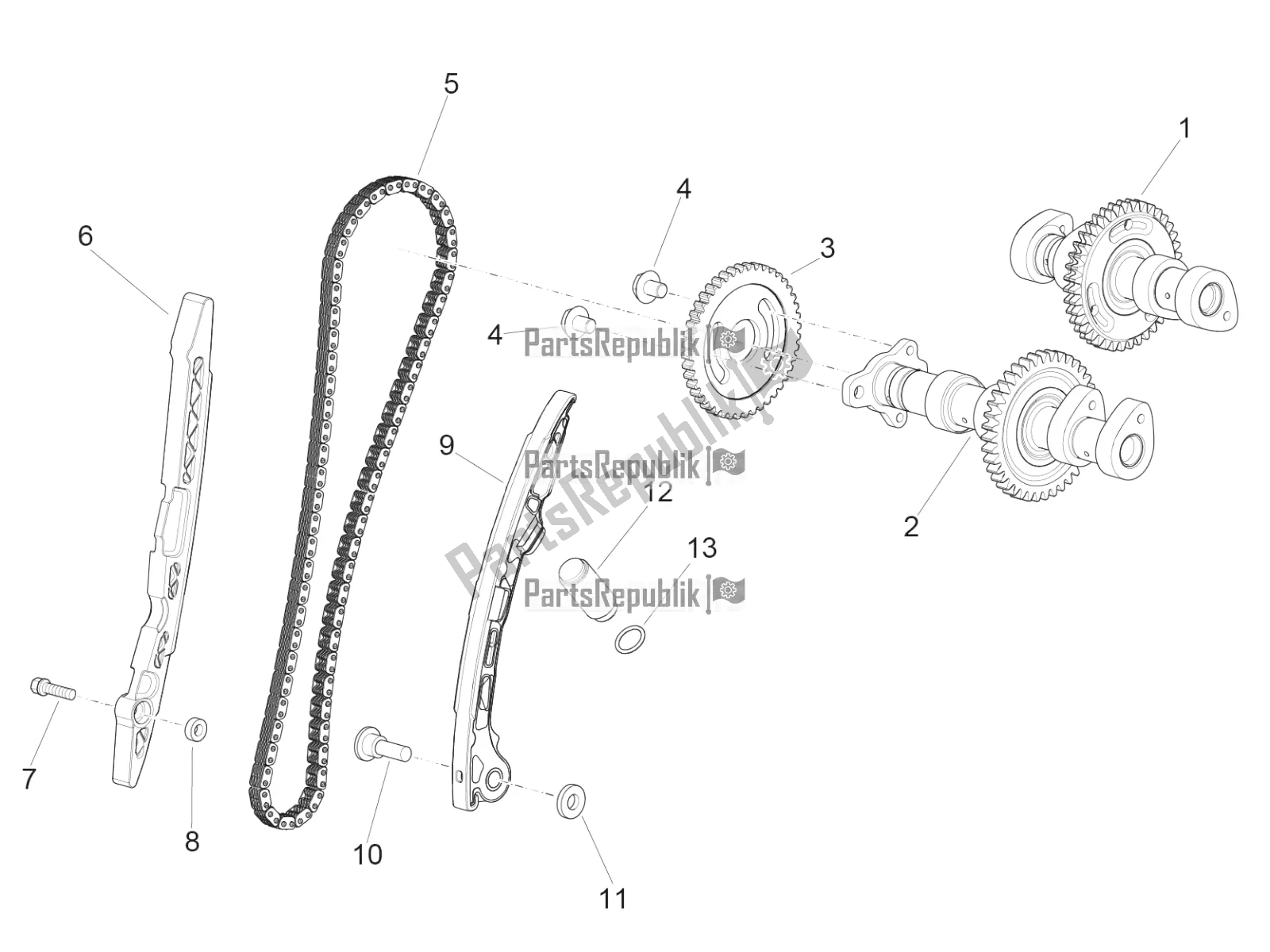 Tutte le parti per il Sistema Di Fasatura Del Cilindro Posteriore del Aprilia RSV4 1100 ABS 2022