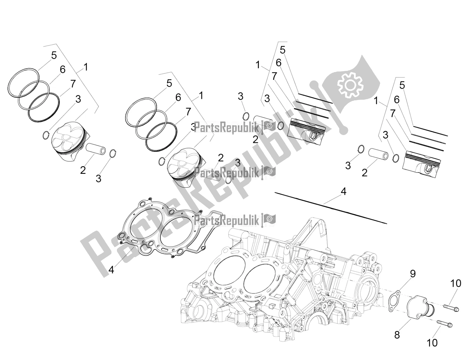 All parts for the Cylinder - Piston of the Aprilia RSV4 1100 ABS Apac 2021