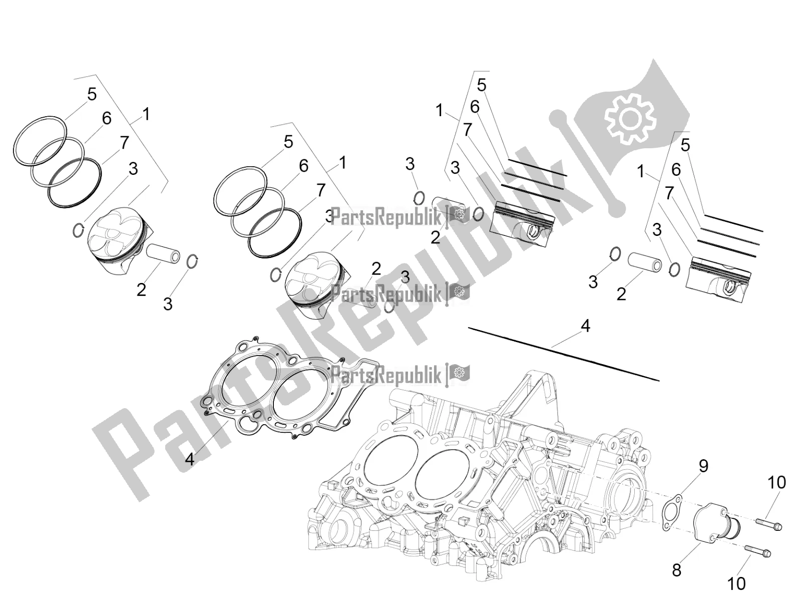 All parts for the Cylinder - Piston of the Aprilia RSV4 1100 ABS Apac 2021