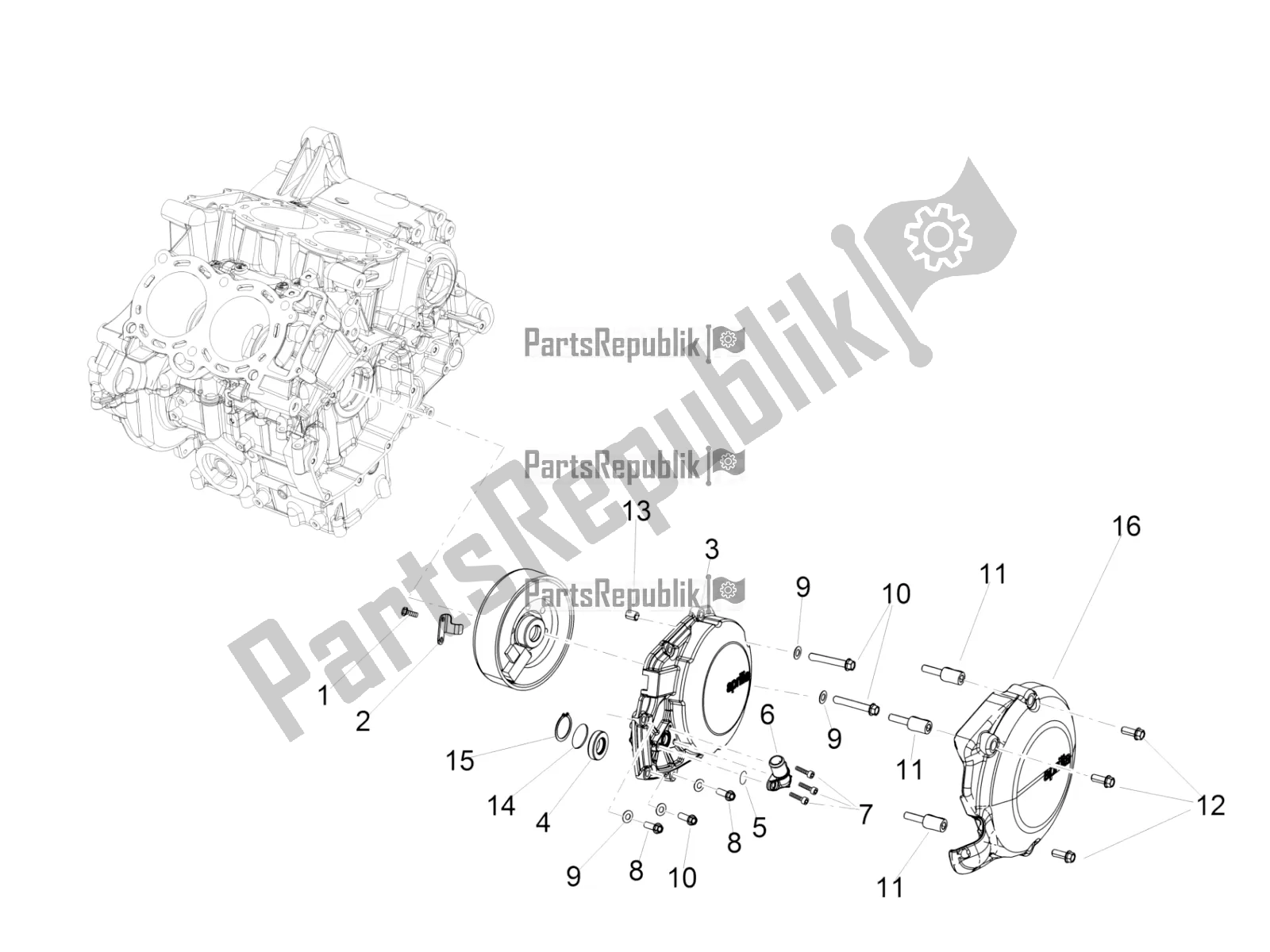 All parts for the Flywheel Cover of the Aprilia RSV4 1100 ABS Apac 2021