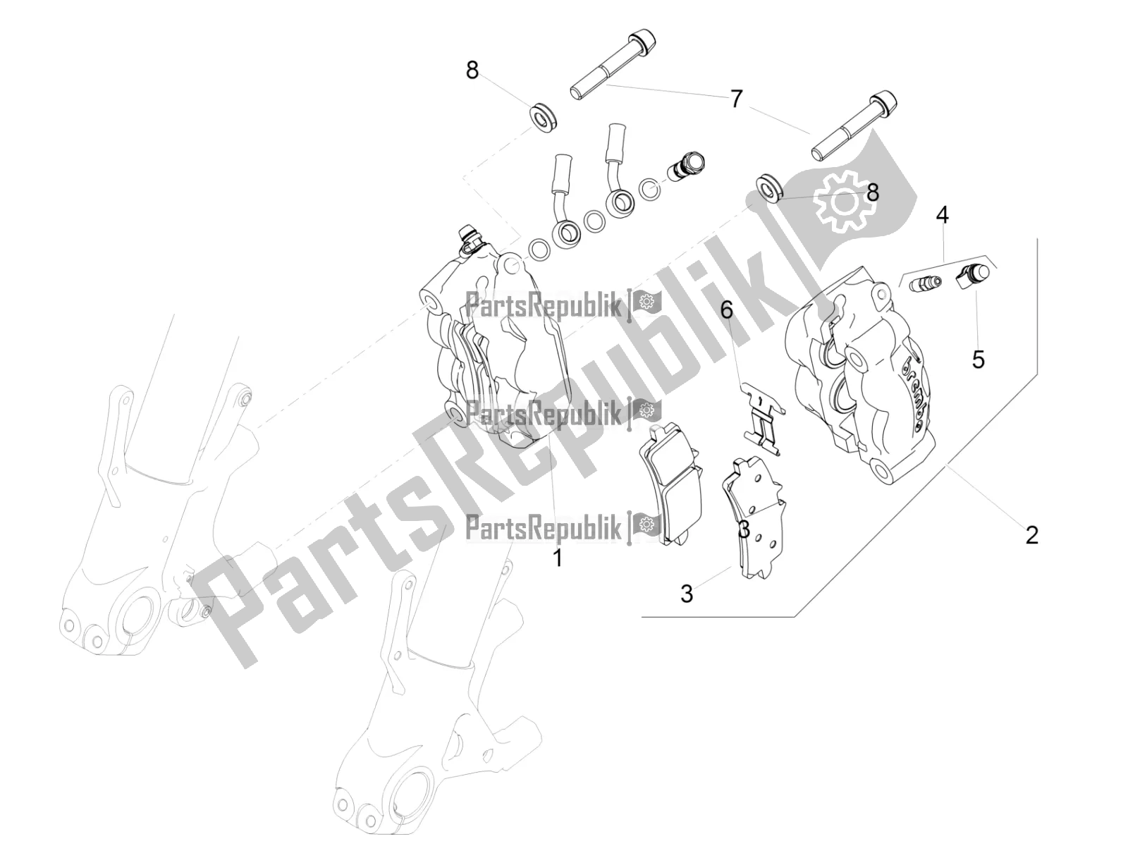 Wszystkie części do Zacisk Hamulca Przedniego Aprilia RSV4 1100 ABS Apac 2021