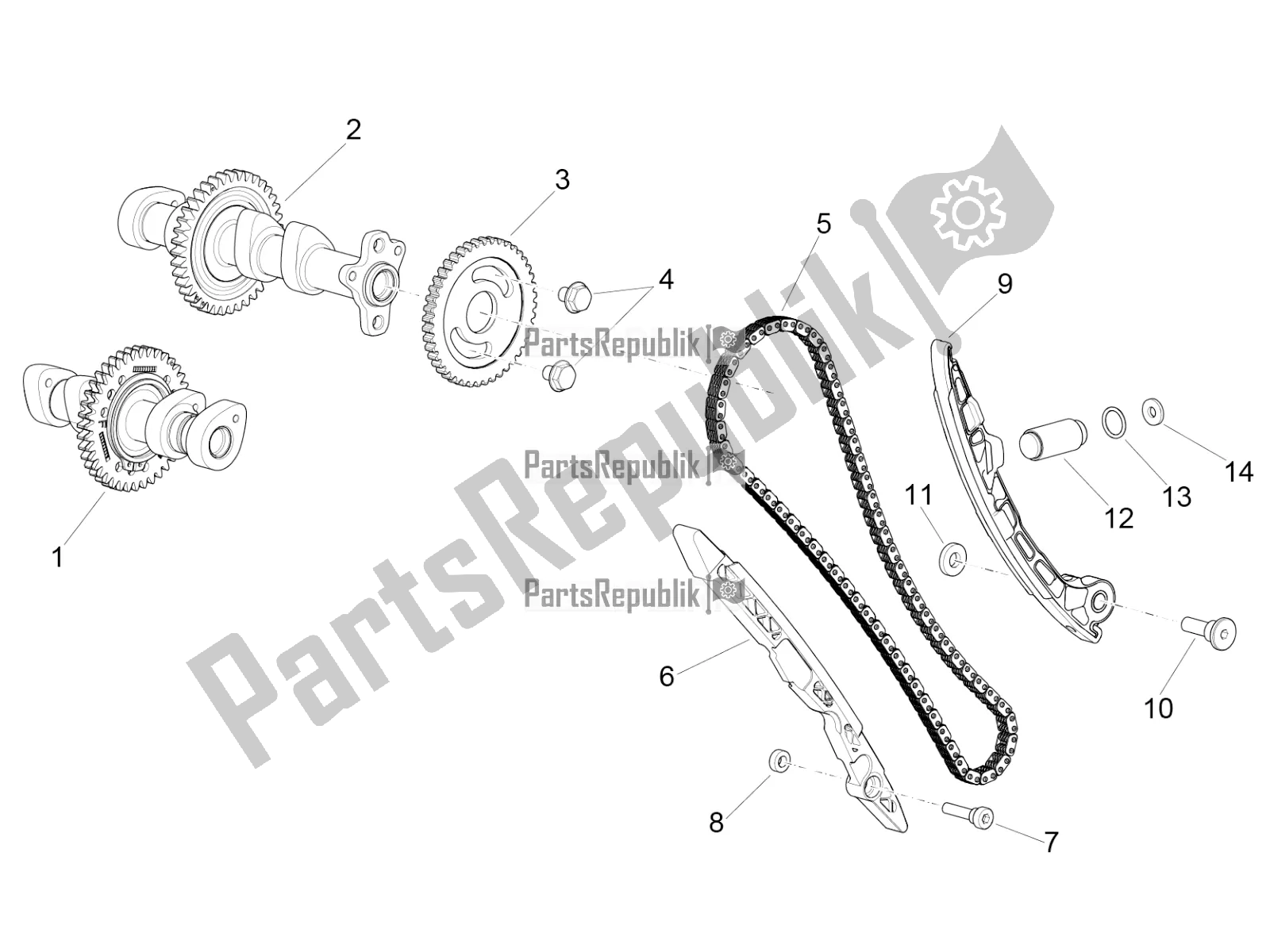 All parts for the Front Cylinder Timing System of the Aprilia RSV4 1100 ABS Apac 2021
