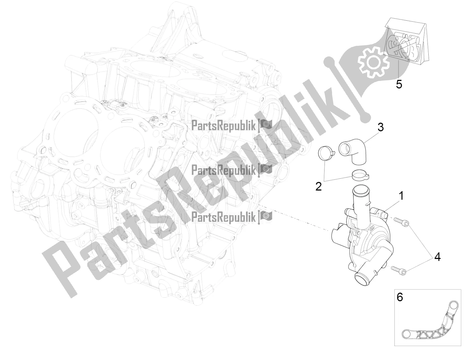 Alle onderdelen voor de Waterpomp van de Aprilia RSV4 1100 ABS Apac 2021