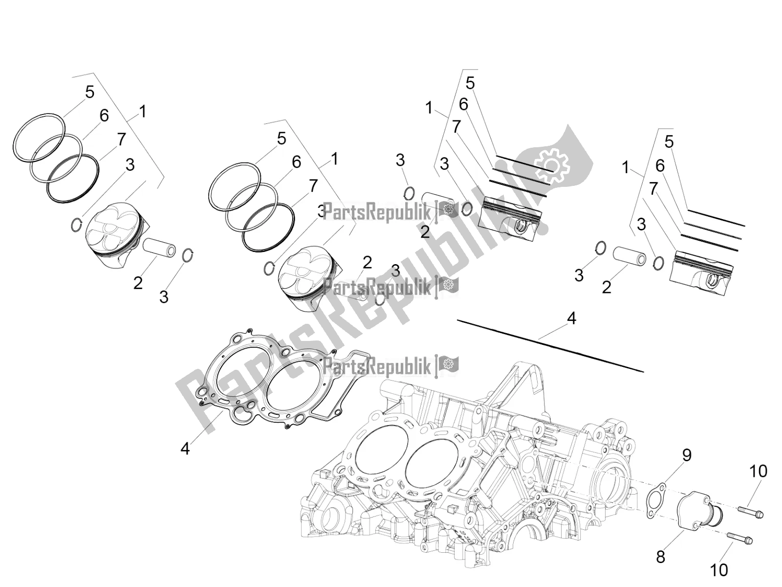 All parts for the Cylinder - Piston of the Aprilia RSV4 1100 ABS Apac 2022