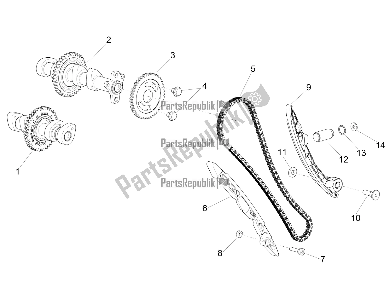 All parts for the Front Cylinder Timing System of the Aprilia RSV4 1100 ABS Apac 2022