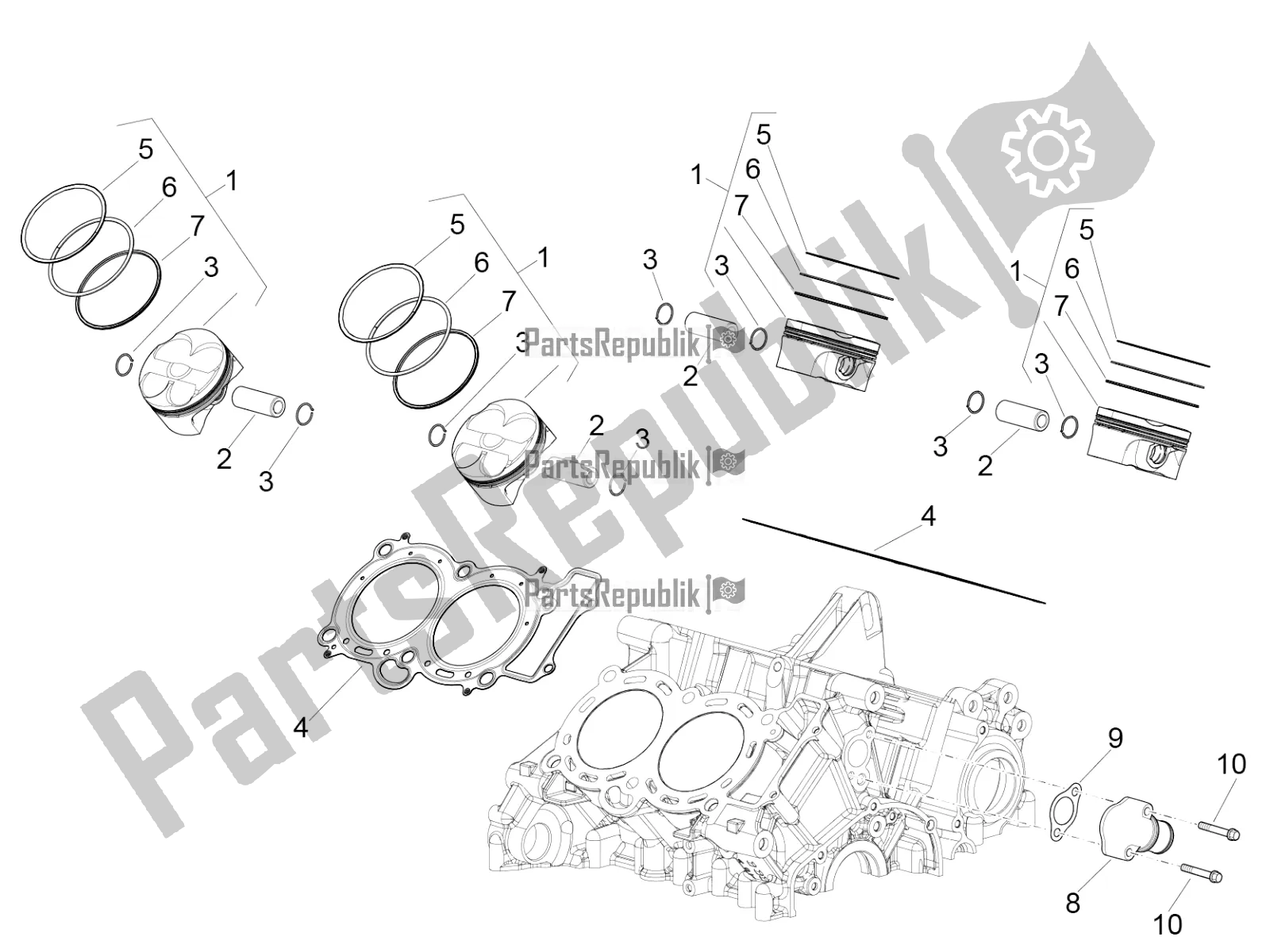 All parts for the Cylinder - Piston of the Aprilia RSV4 1100 ABS USA 2021