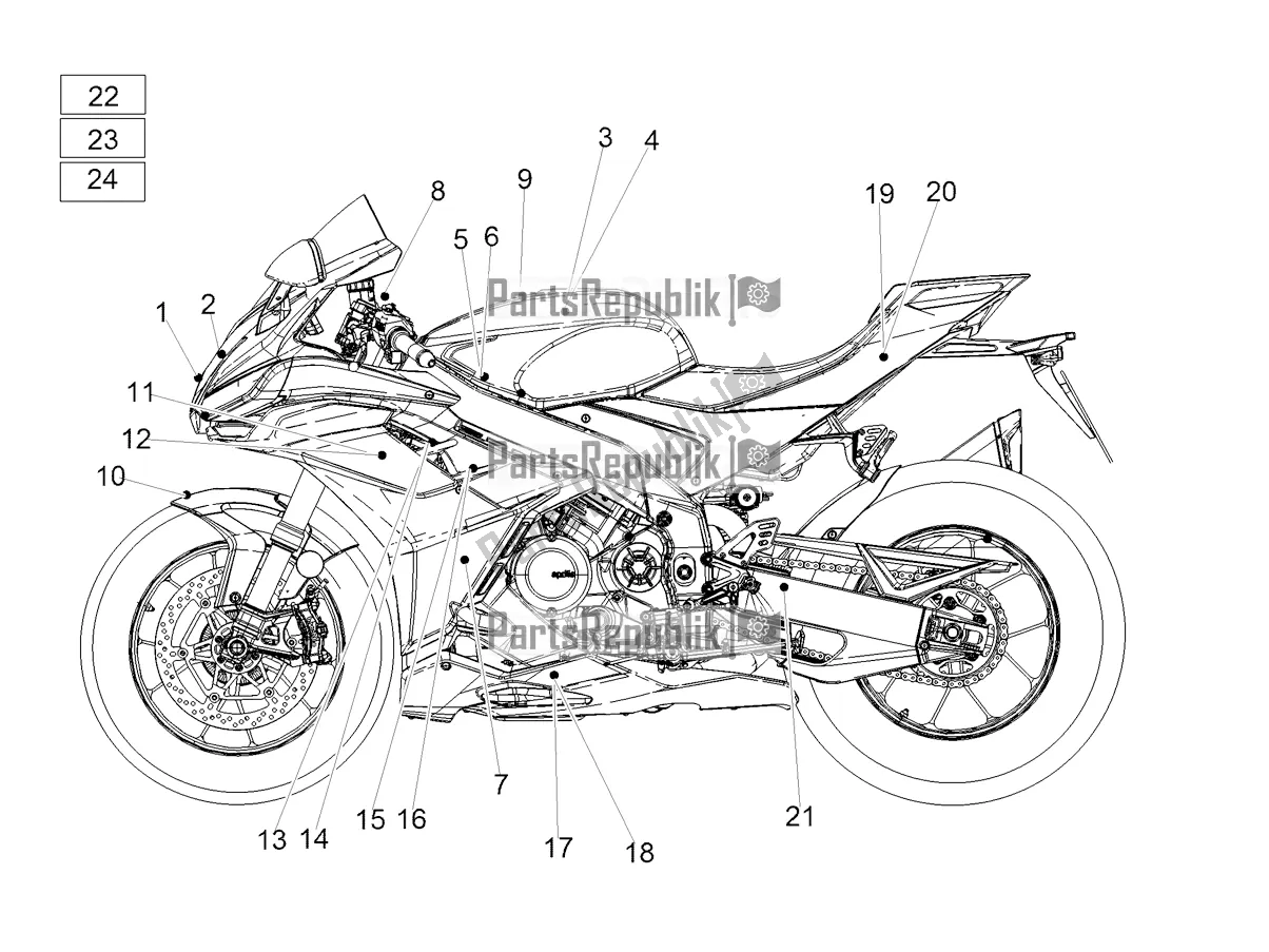 All parts for the Decal of the Aprilia RSV4 1100 ABS USA 2021