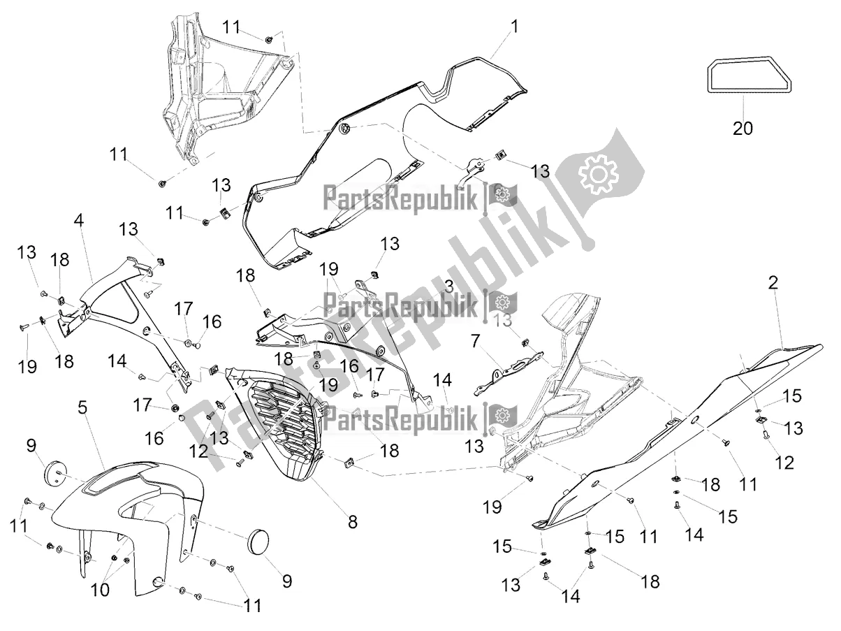 All parts for the Front Mudguard-pillar of the Aprilia RSV4 1100 ABS USA 2021