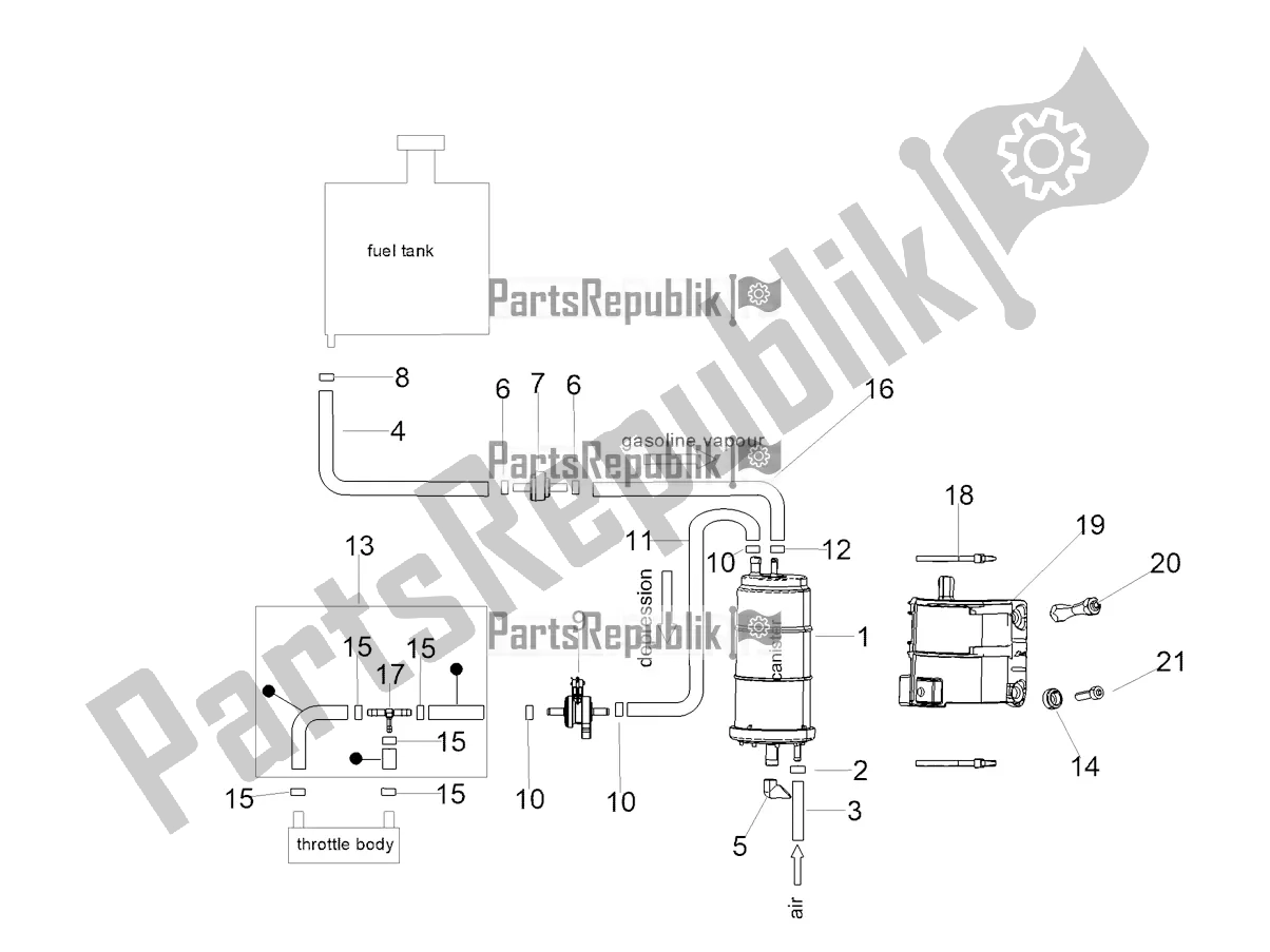 Wszystkie części do System Odzyskiwania Oparów Paliwa Aprilia RSV4 1100 ABS USA 2021