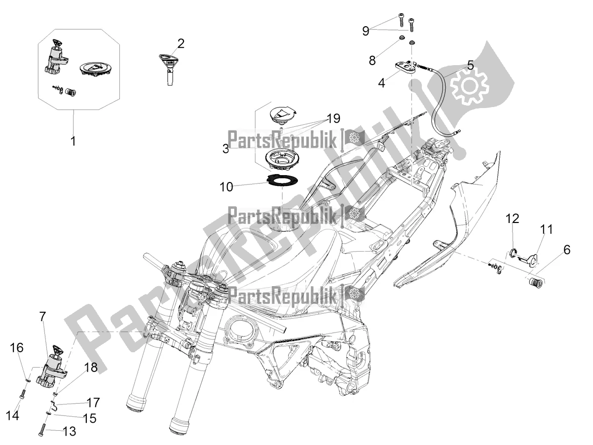 Todas as partes de Fechaduras do Aprilia RSV4 1100 ABS USA 2021