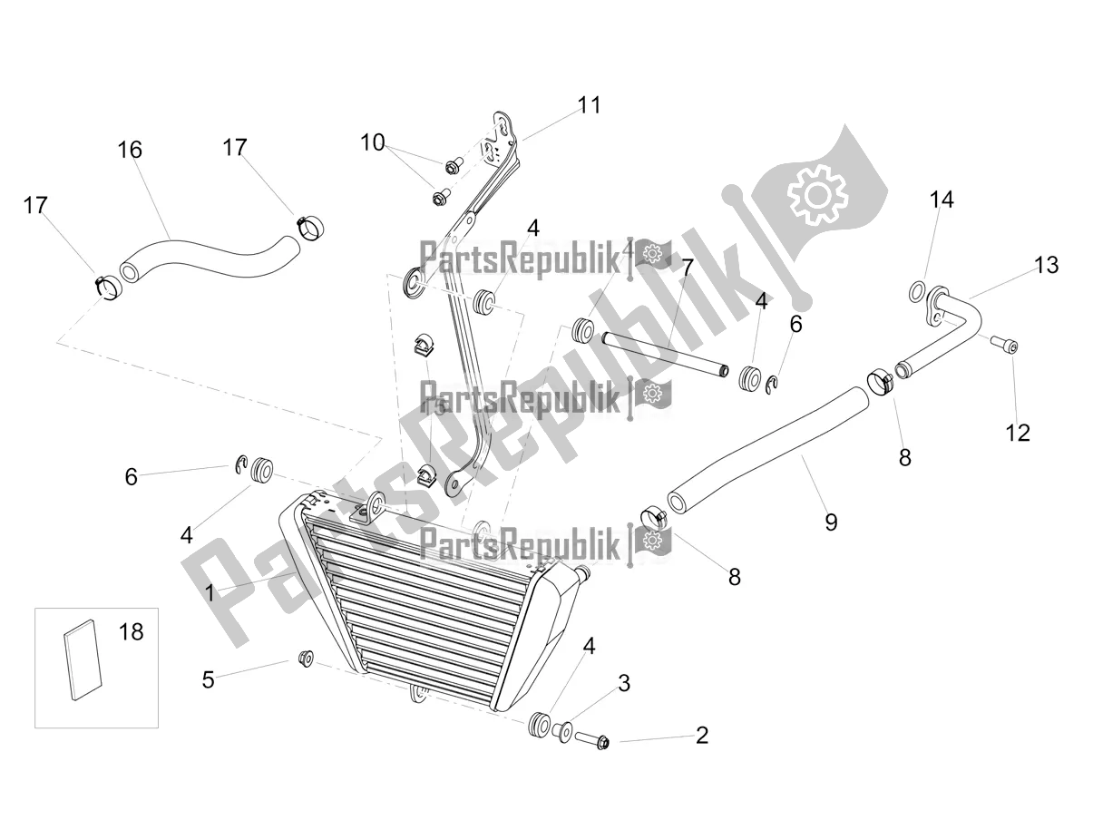 All parts for the Oil Radiator of the Aprilia RSV4 1100 ABS USA 2021