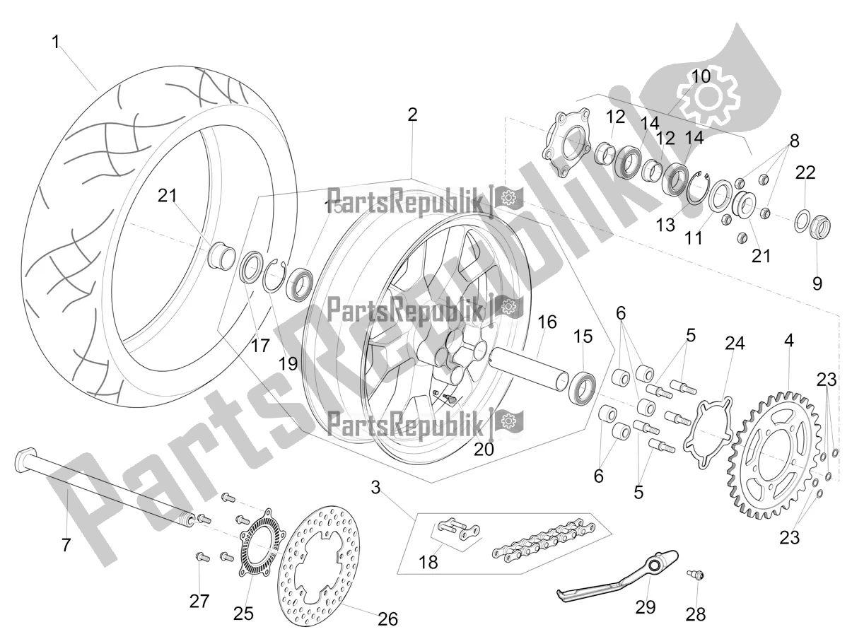 Alle onderdelen voor de Achterwiel van de Aprilia RSV4 1100 ABS USA 2021
