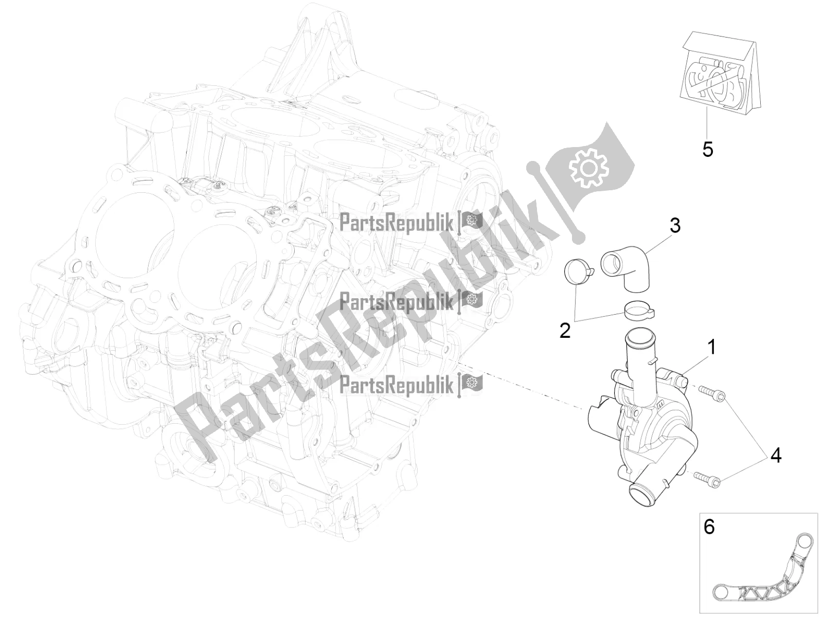Alle onderdelen voor de Waterpomp van de Aprilia RSV4 1100 ABS USA 2021