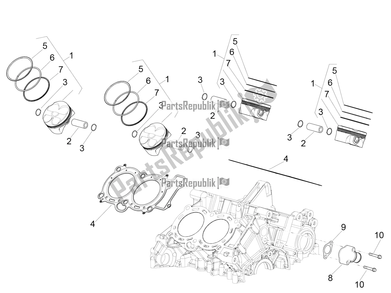 All parts for the Cylinder - Piston of the Aprilia RSV4 1100 ABS USA 2022