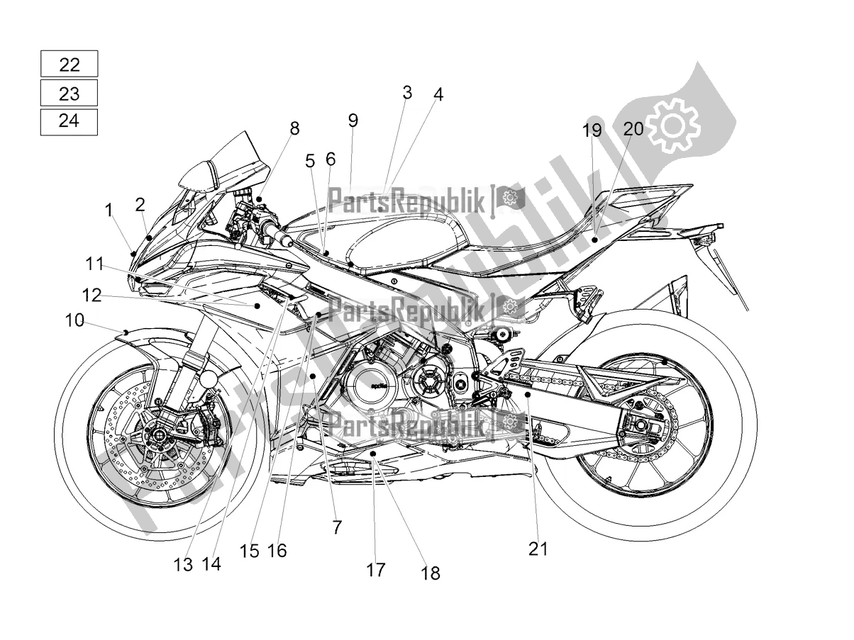 All parts for the Decal of the Aprilia RSV4 1100 ABS USA 2022