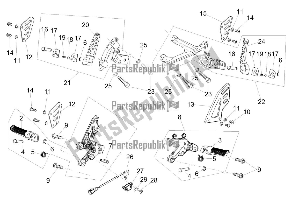 All parts for the Foot Rests of the Aprilia RSV4 1100 ABS USA 2022